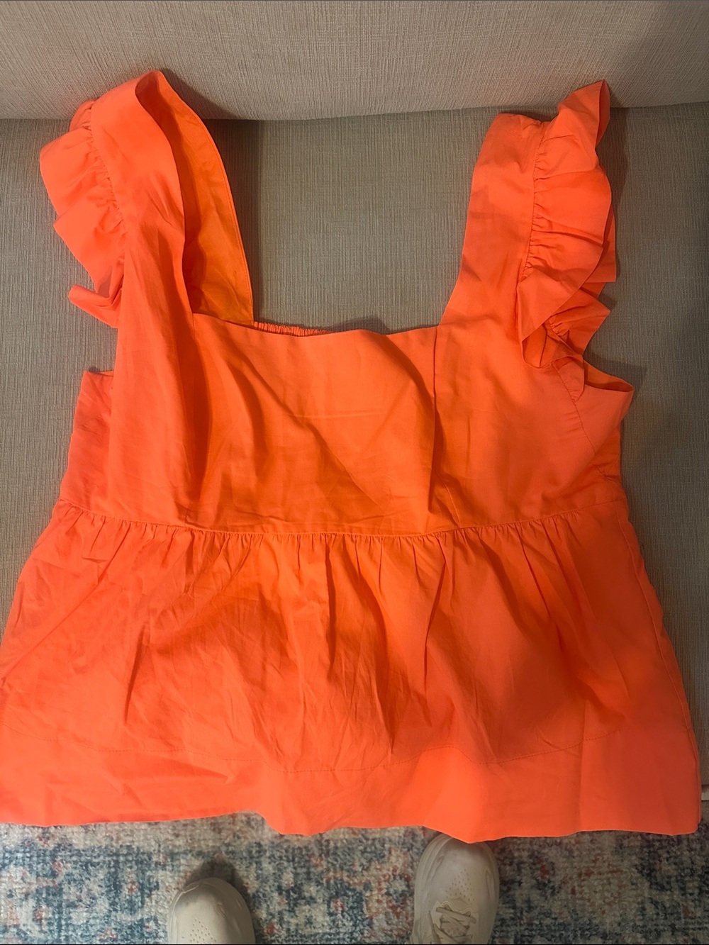 Lilly Pulitzer Neon Orange Ruffle Strap Peplum Tank